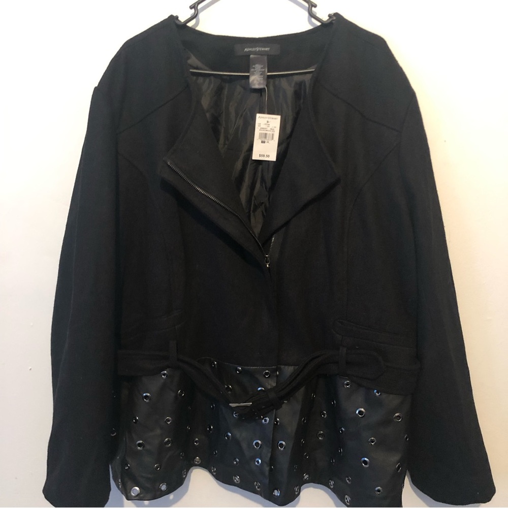 Ashley Stewart jacket leather grommet detail sz 26 NWT